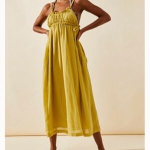 Free People C'est Bon Midi Dress - Size M, Color ''Fennel Seed''
